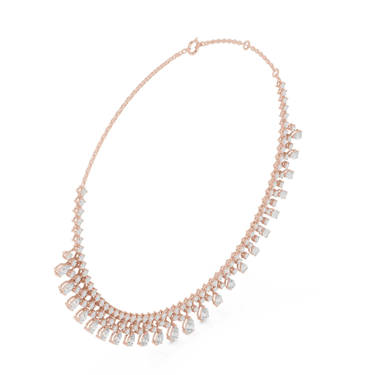 Graduated Pear Fringe Diamond Necklace