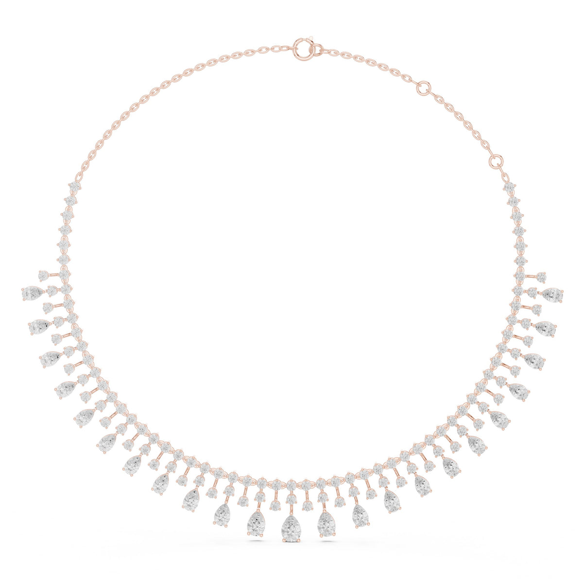 Graduated Pear Fringe Diamond Necklace