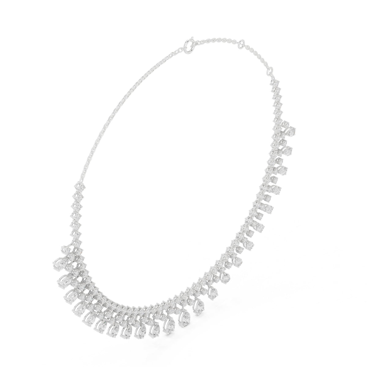 Graduated Pear Fringe Diamond Necklace