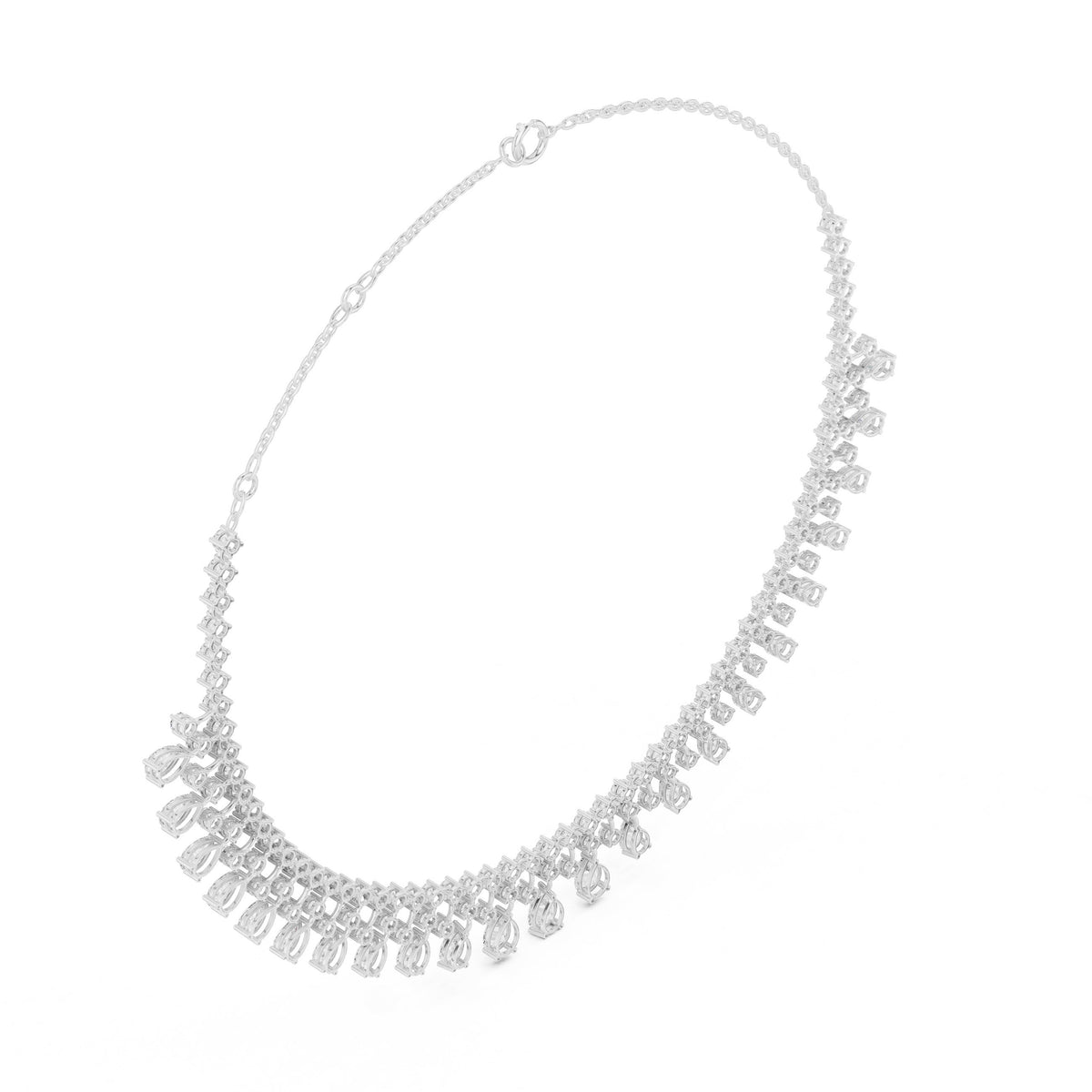 Graduated Pear Fringe Diamond Necklace