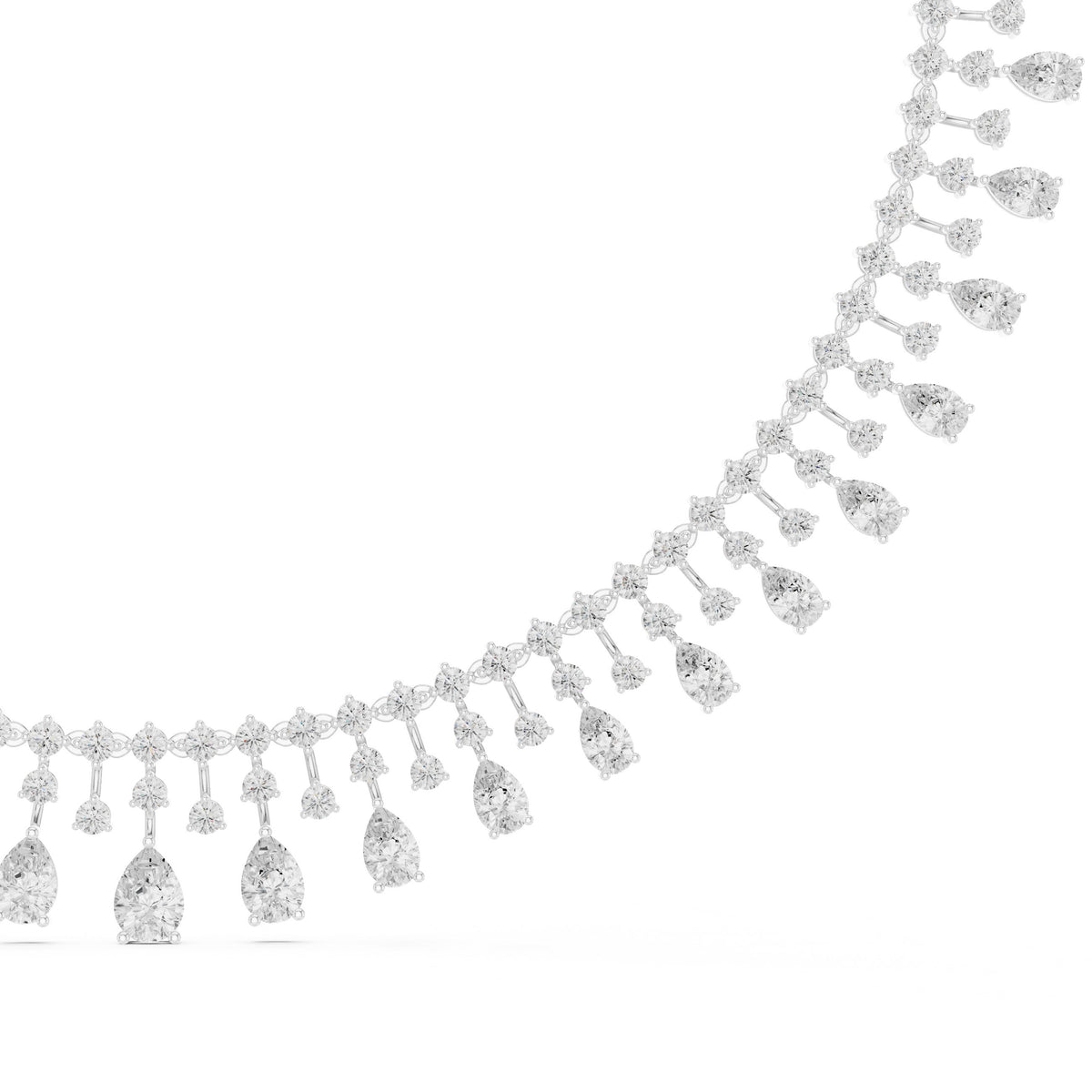 Graduated Pear Fringe Diamond Necklace