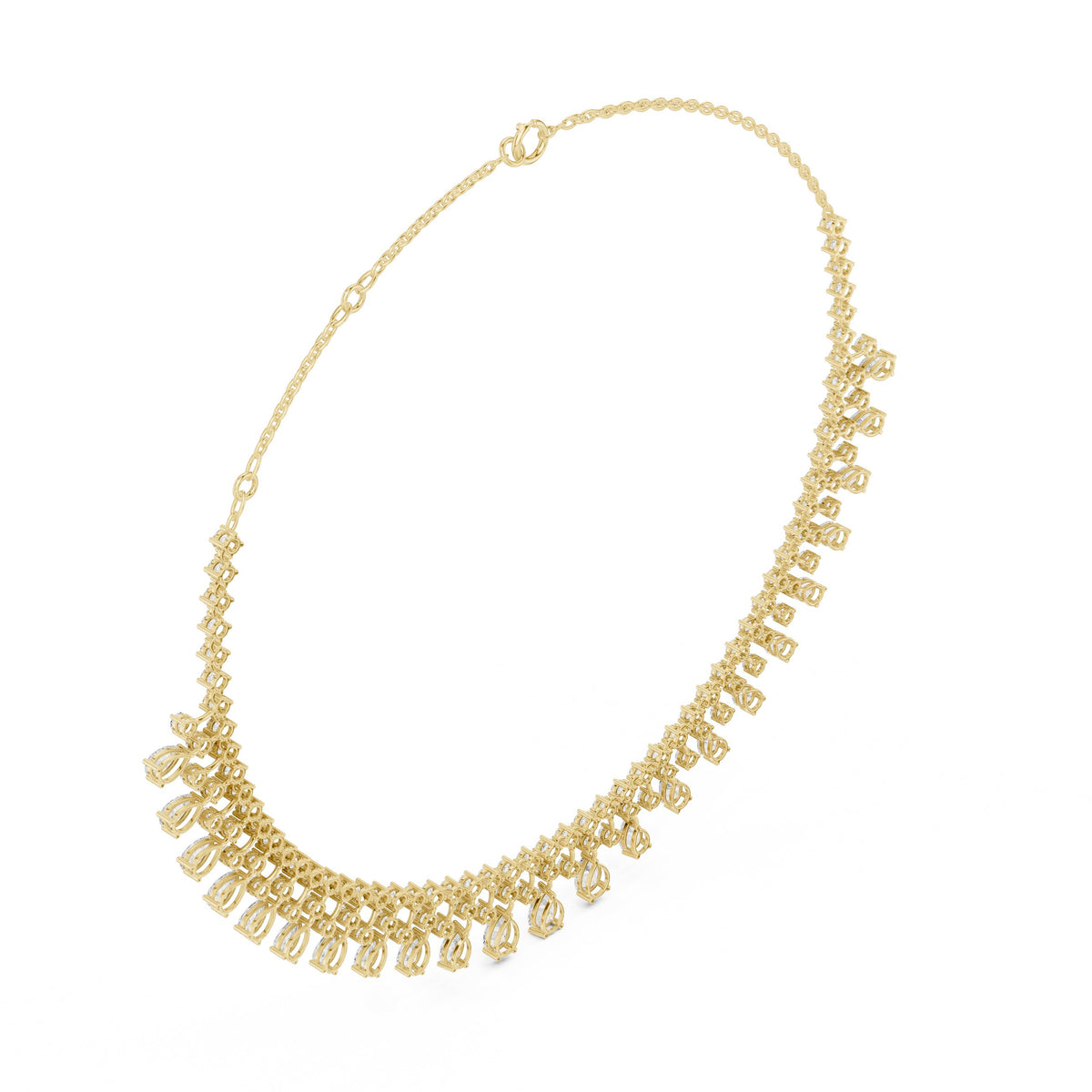 Graduated Pear Fringe Diamond Necklace