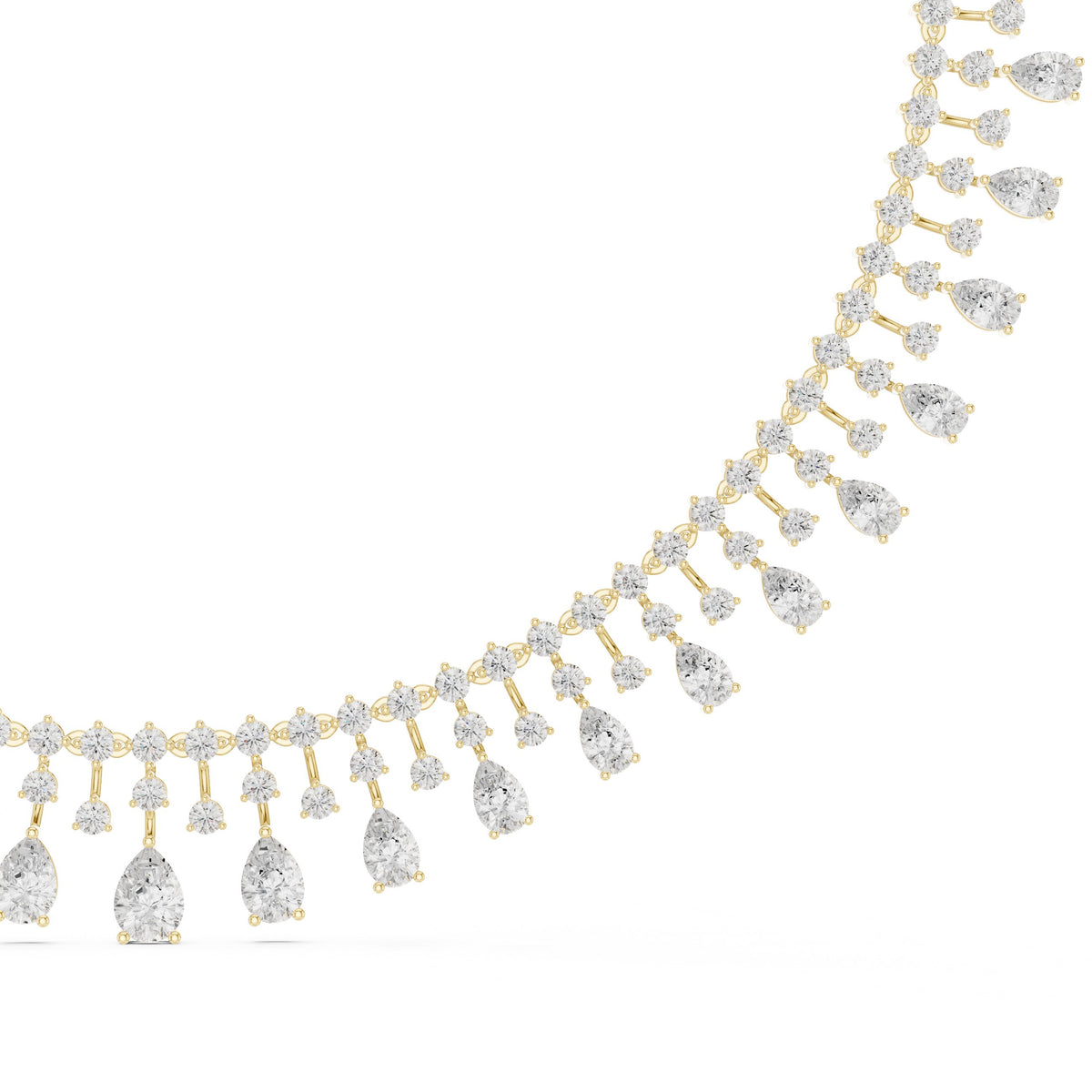 Graduated Pear Fringe Diamond Necklace