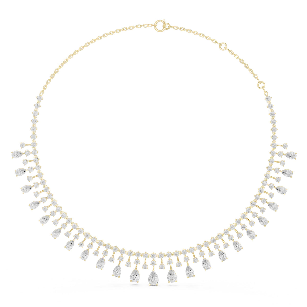 Graduated Pear Fringe Diamond Necklace