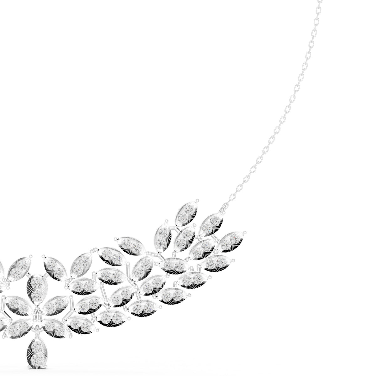 Marquise Diamond Leaf Cluster Necklace