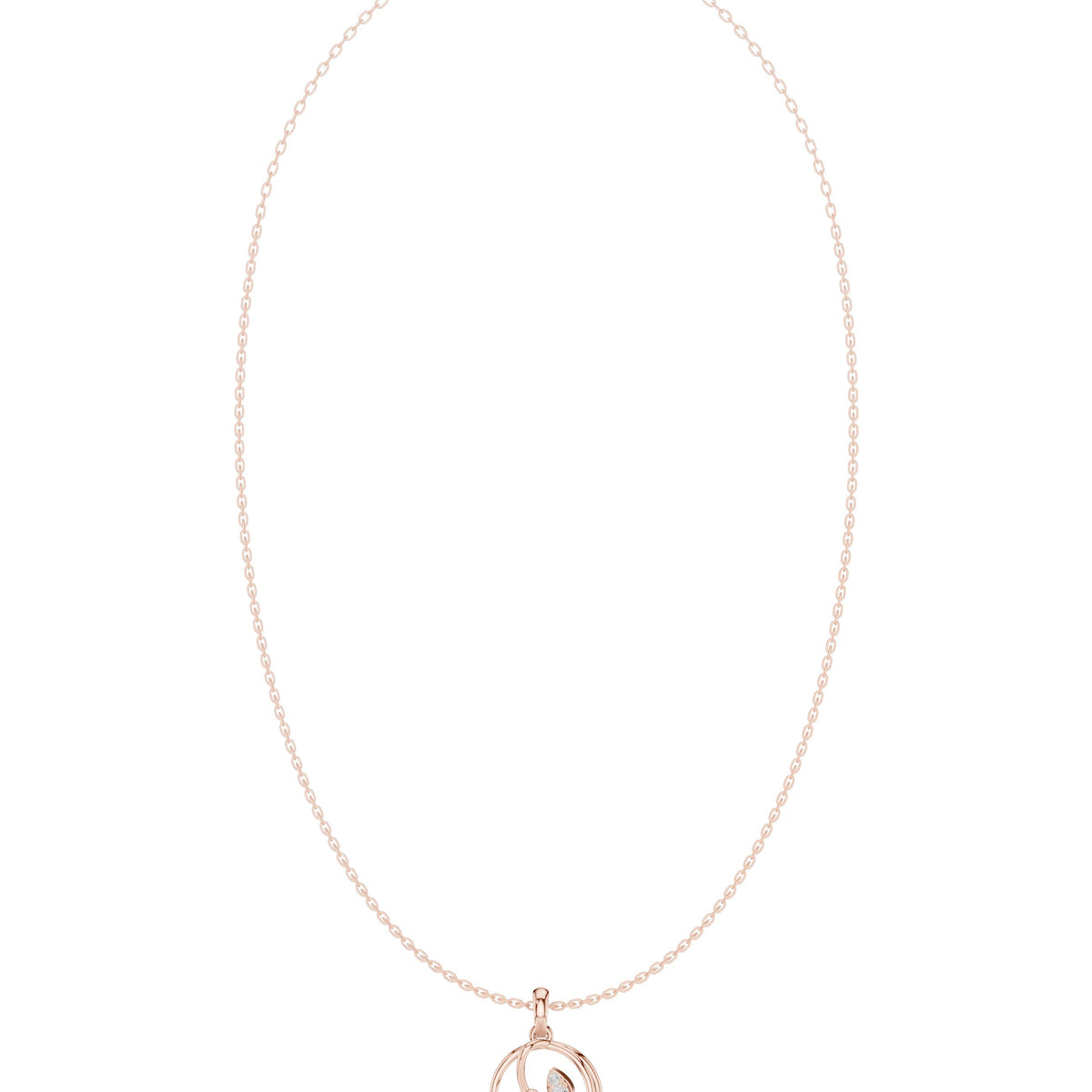 Open Swirl Diamond Pendant Necklace