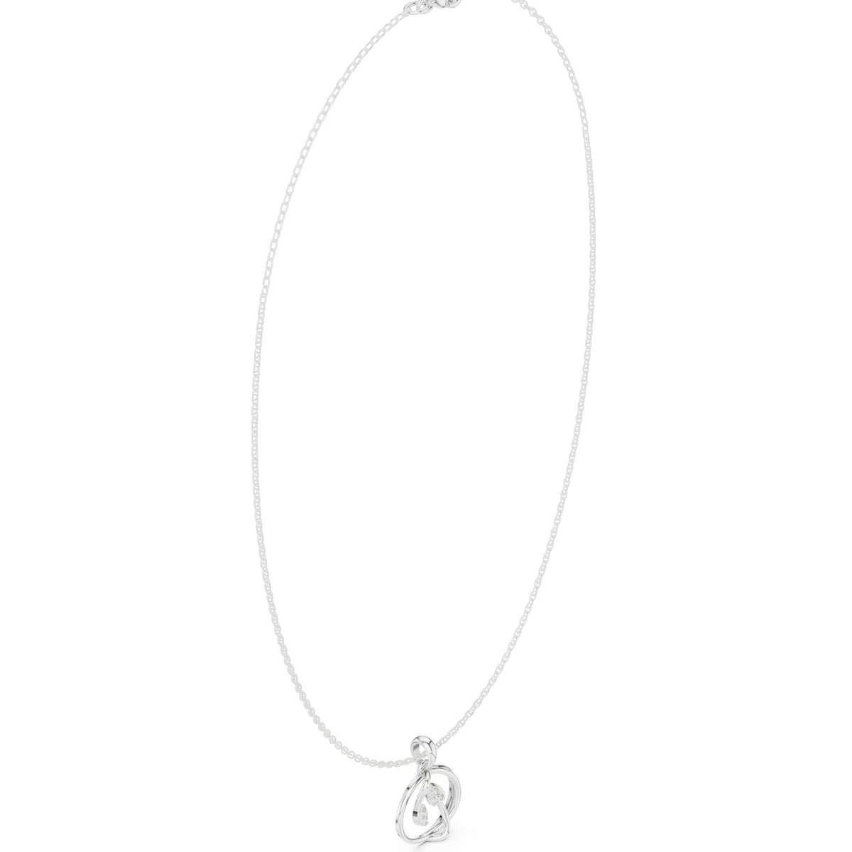 Open Swirl Diamond Pendant Necklace
