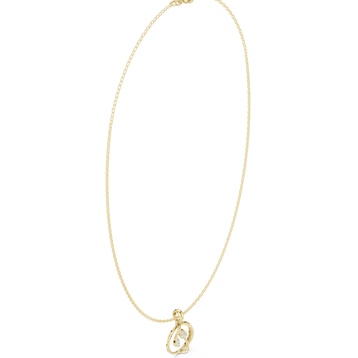 Open Swirl Diamond Pendant Necklace