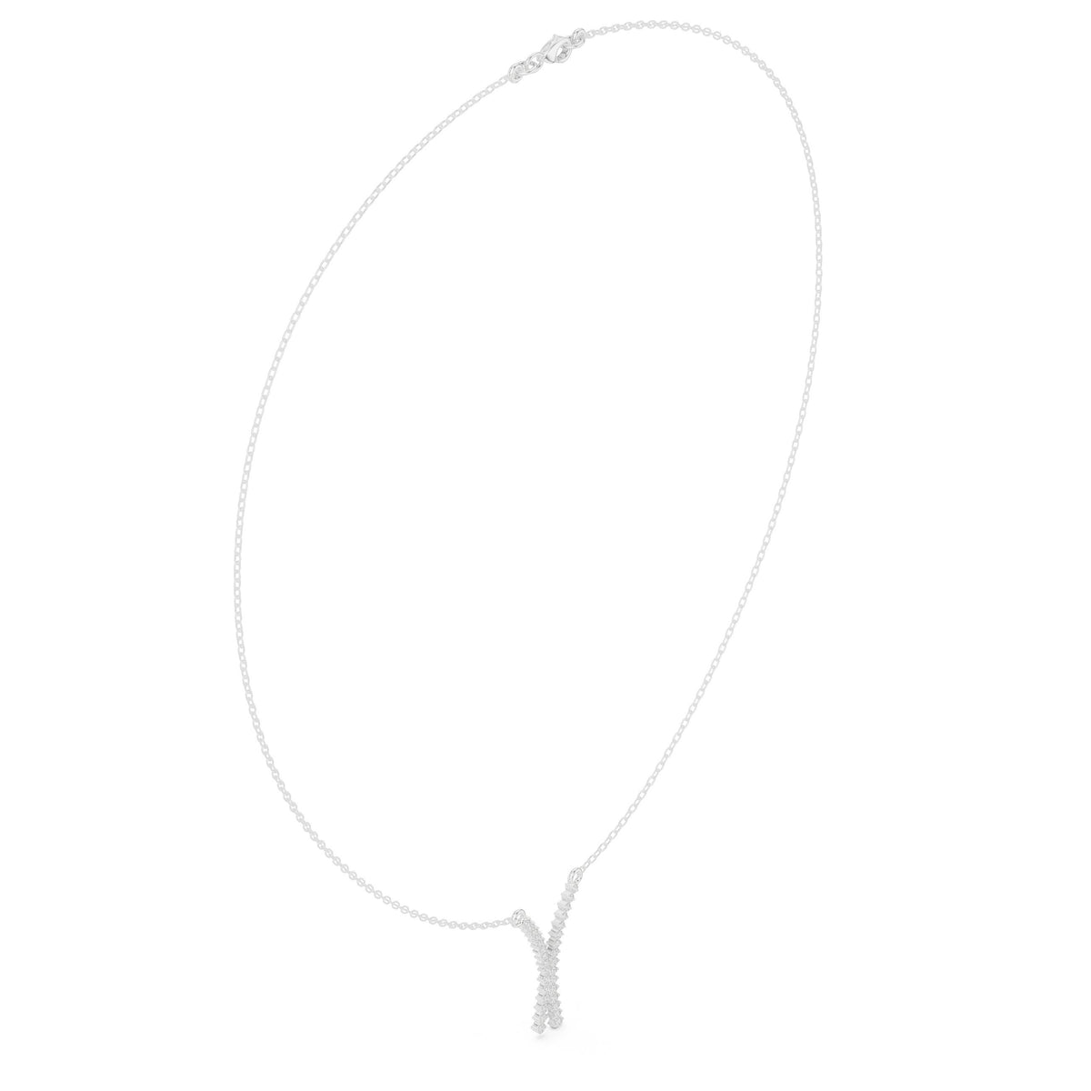 عقد على شكل Y بألماس باڤيه متقاطع in White Gold - VYKA Diamonds