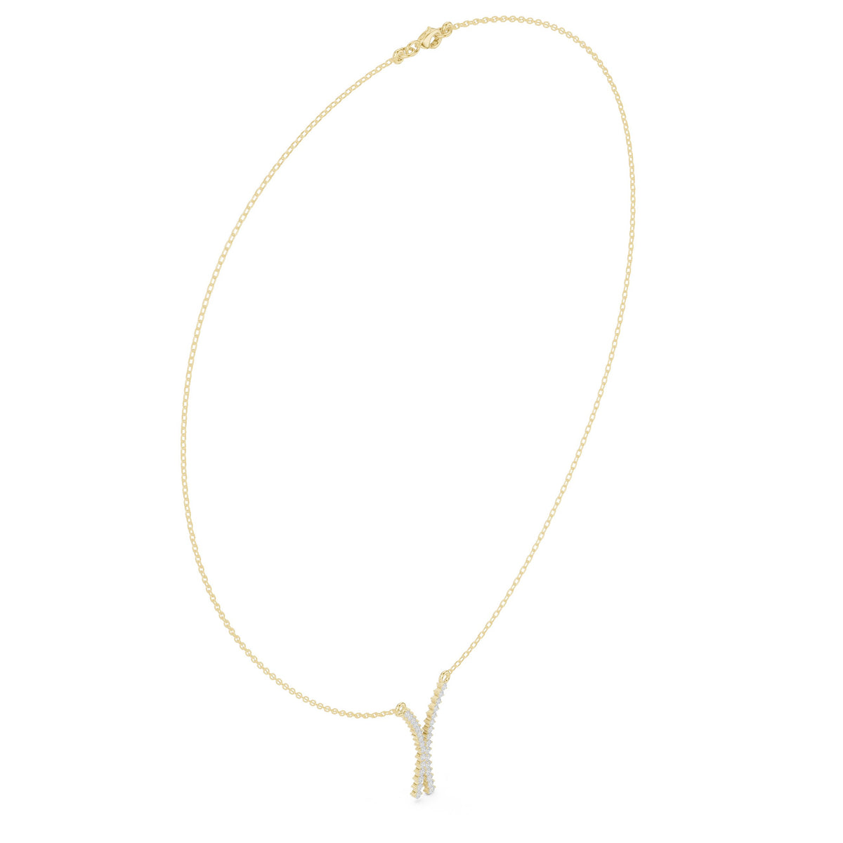 عقد على شكل Y بألماس باڤيه متقاطع in Yellow Gold - VYKA Diamonds