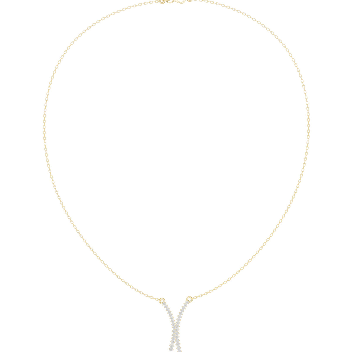 عقد على شكل Y بألماس باڤيه متقاطع in Yellow Gold - VYKA Diamonds
