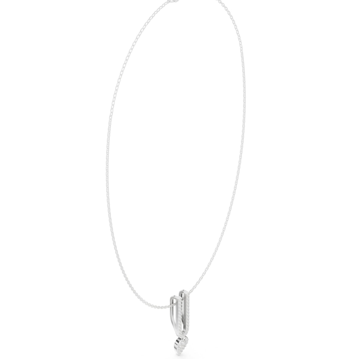 عقد متدلٍّ بحلقة مشقوقة من ألماس الباڤيه in White Gold - VYKA Diamonds