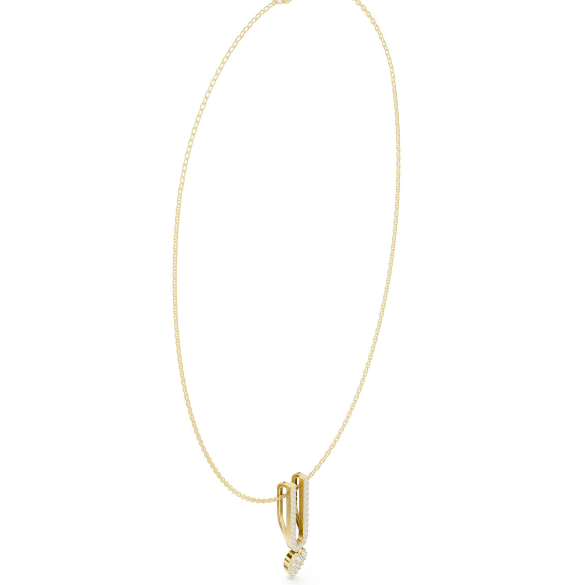 Split Loop Pave Drop Diamond Necklace