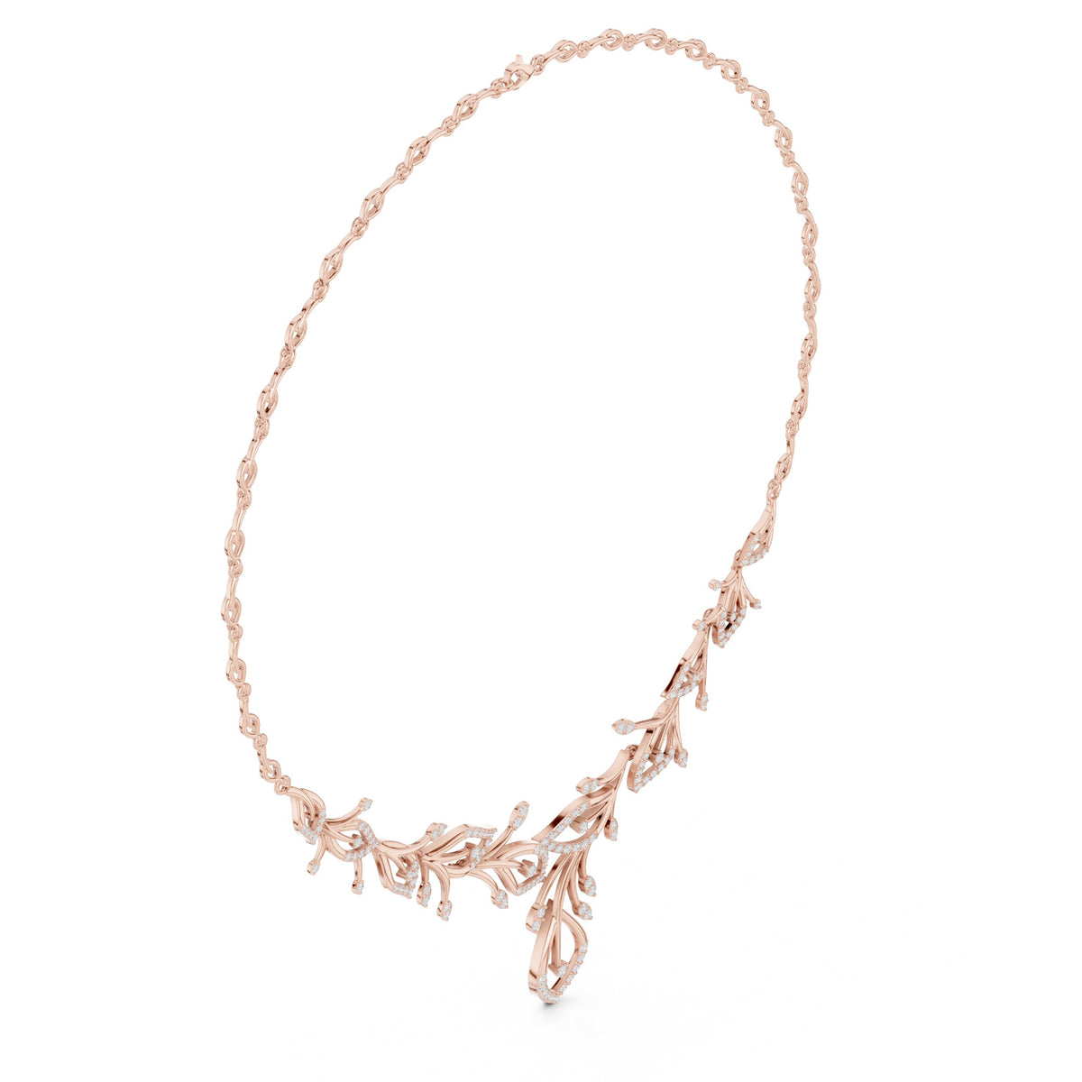 Botanical Branch Pave Diamond Statement Necklace