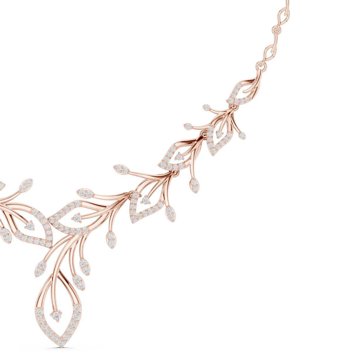 عقد لافت بغصن نباتي من ألماس الباڤيه in Rose Gold - VYKA Diamonds