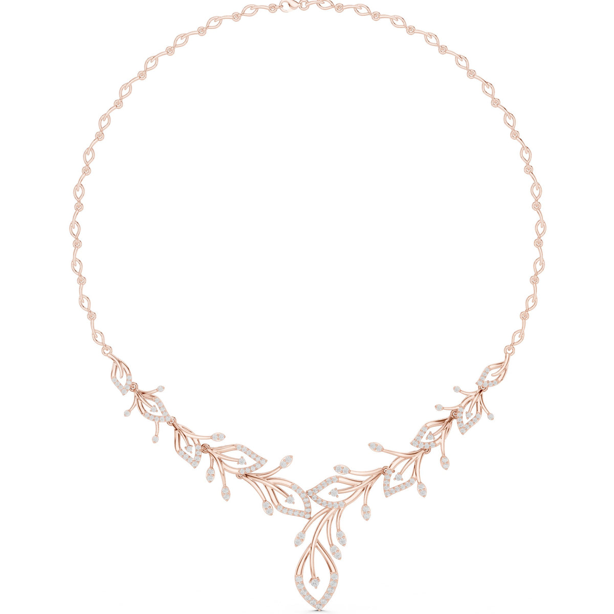 عقد لافت بغصن نباتي من ألماس الباڤيه in Rose Gold - VYKA Diamonds