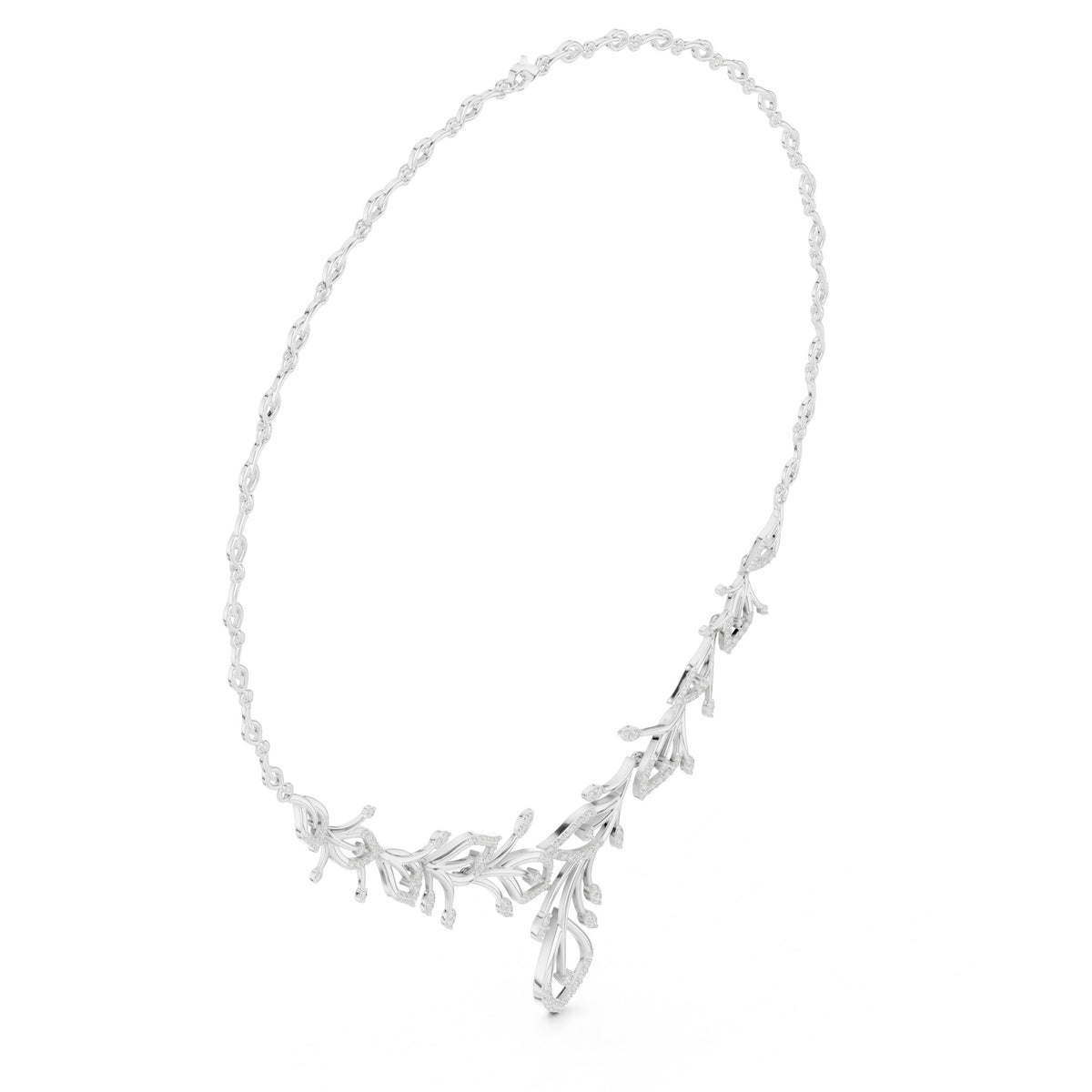 Botanical Branch Pave Diamond Statement Necklace