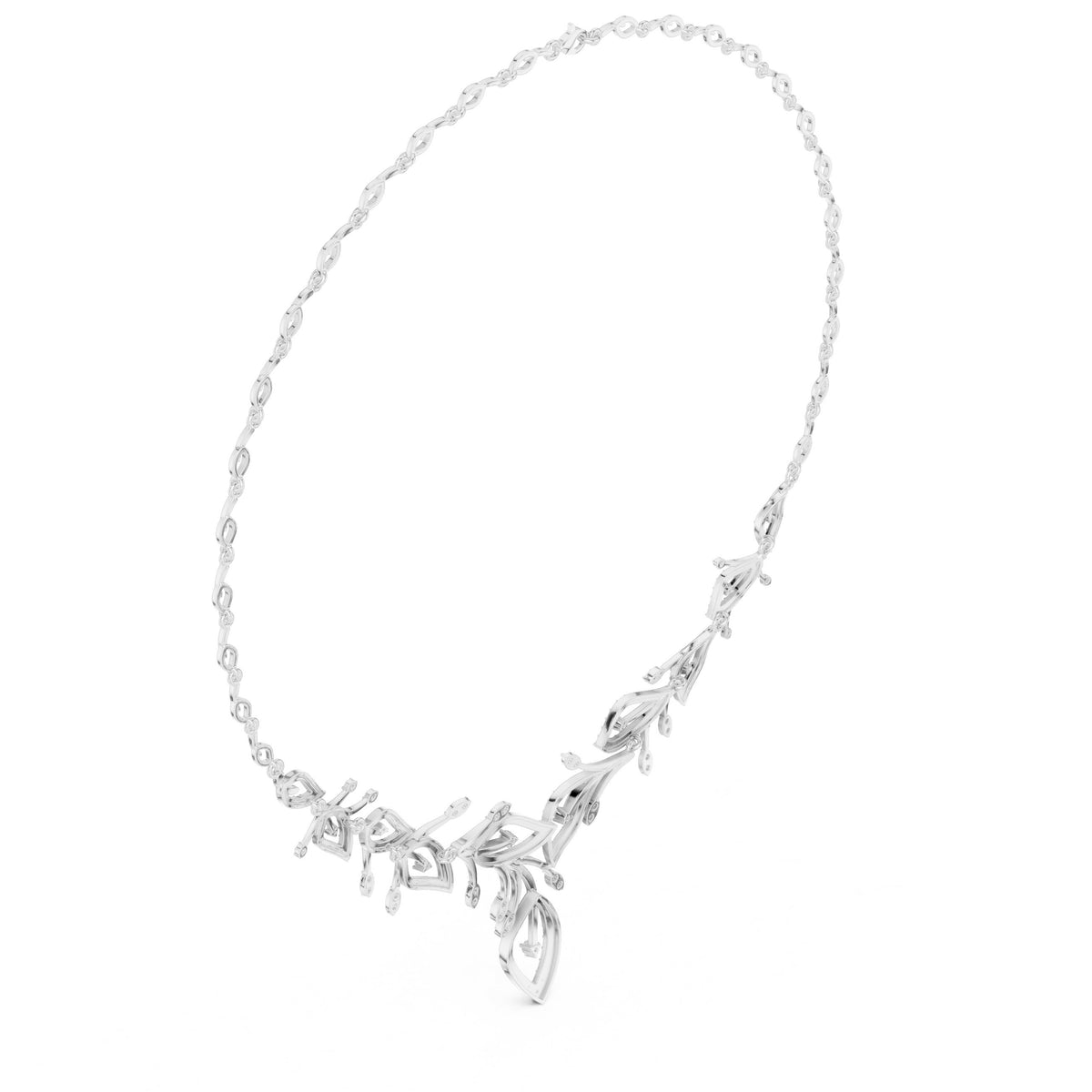 عقد لافت بغصن نباتي من ألماس الباڤيه in White Gold - VYKA Diamonds