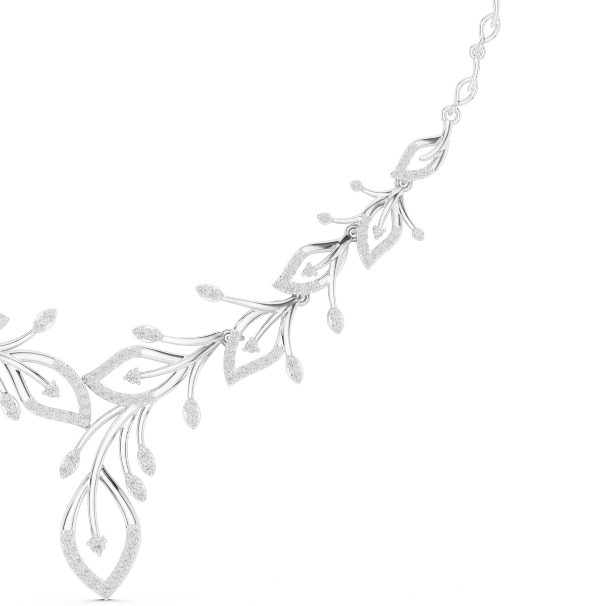 Botanical Branch Pave Diamond Statement Necklace