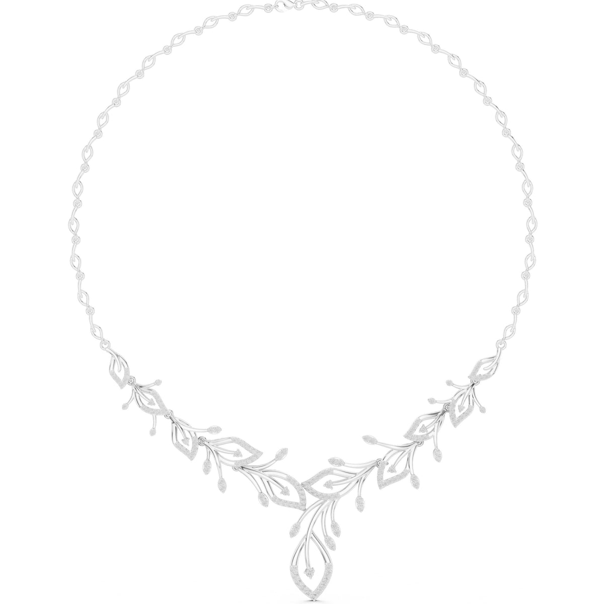 عقد لافت بغصن نباتي من ألماس الباڤيه in White Gold - VYKA Diamonds