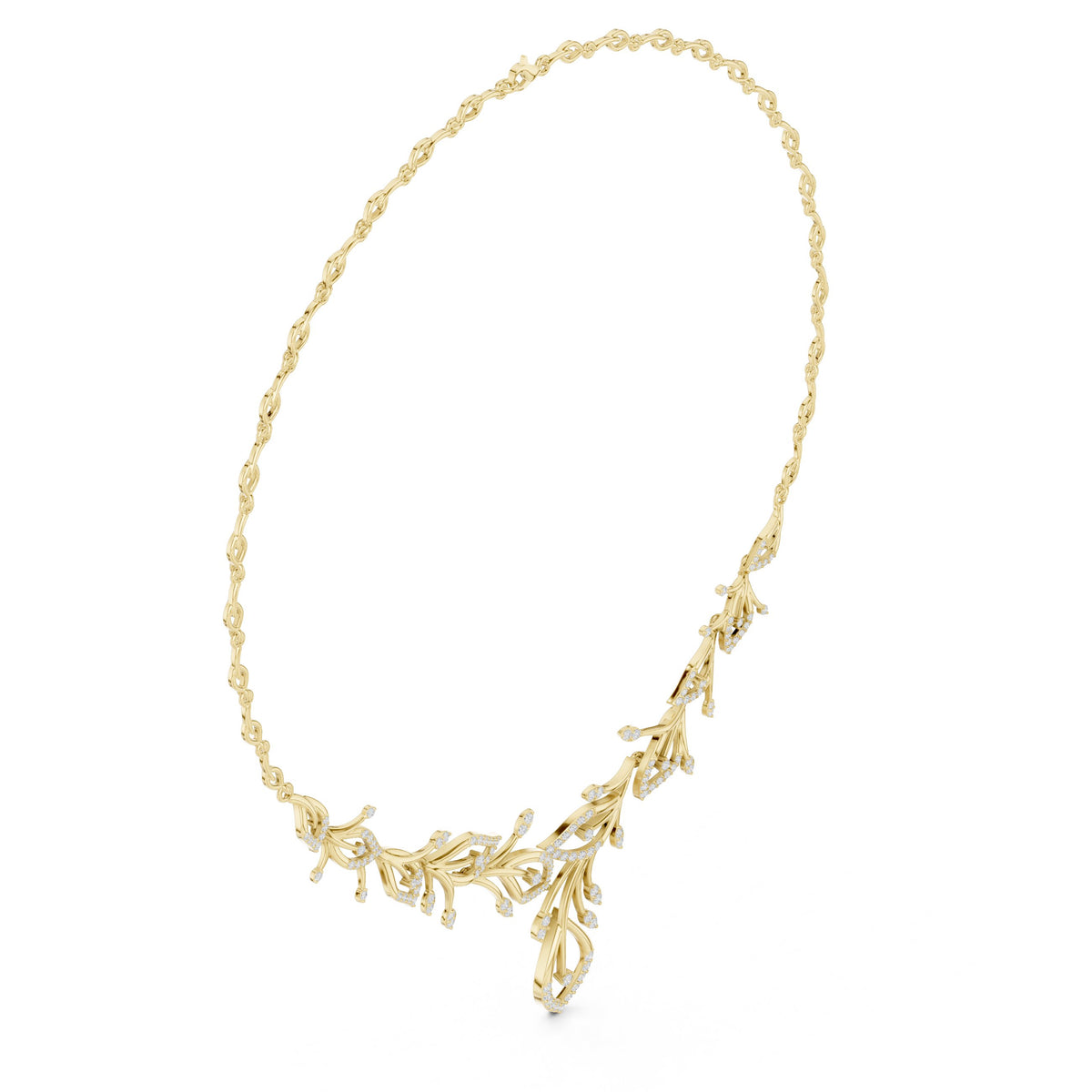 عقد لافت بغصن نباتي من ألماس الباڤيه in Yellow Gold - VYKA Diamonds