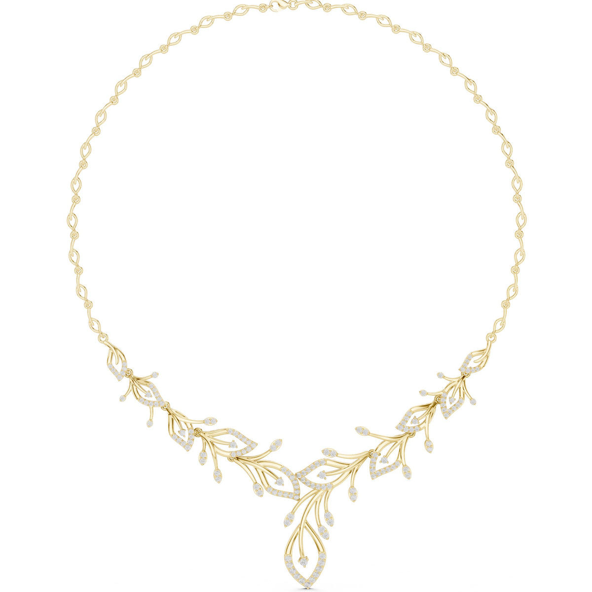 Botanical Branch Pave Diamond Statement Necklace