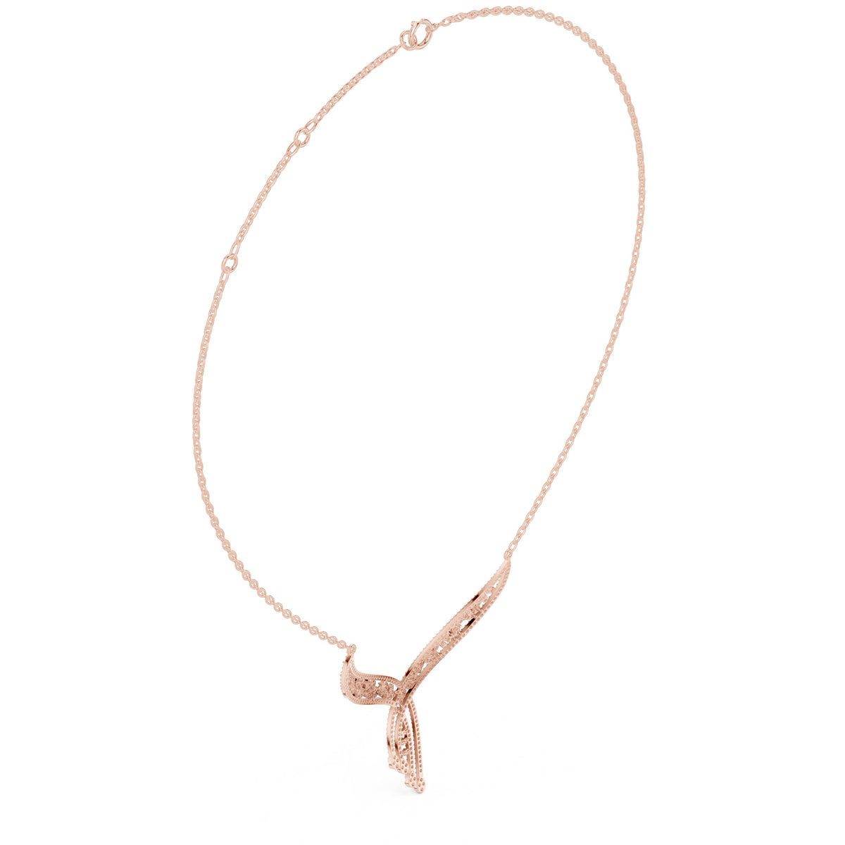 عقد بموجة غير متماثلة من ألماس الباڤيه in Rose Gold - VYKA Diamonds