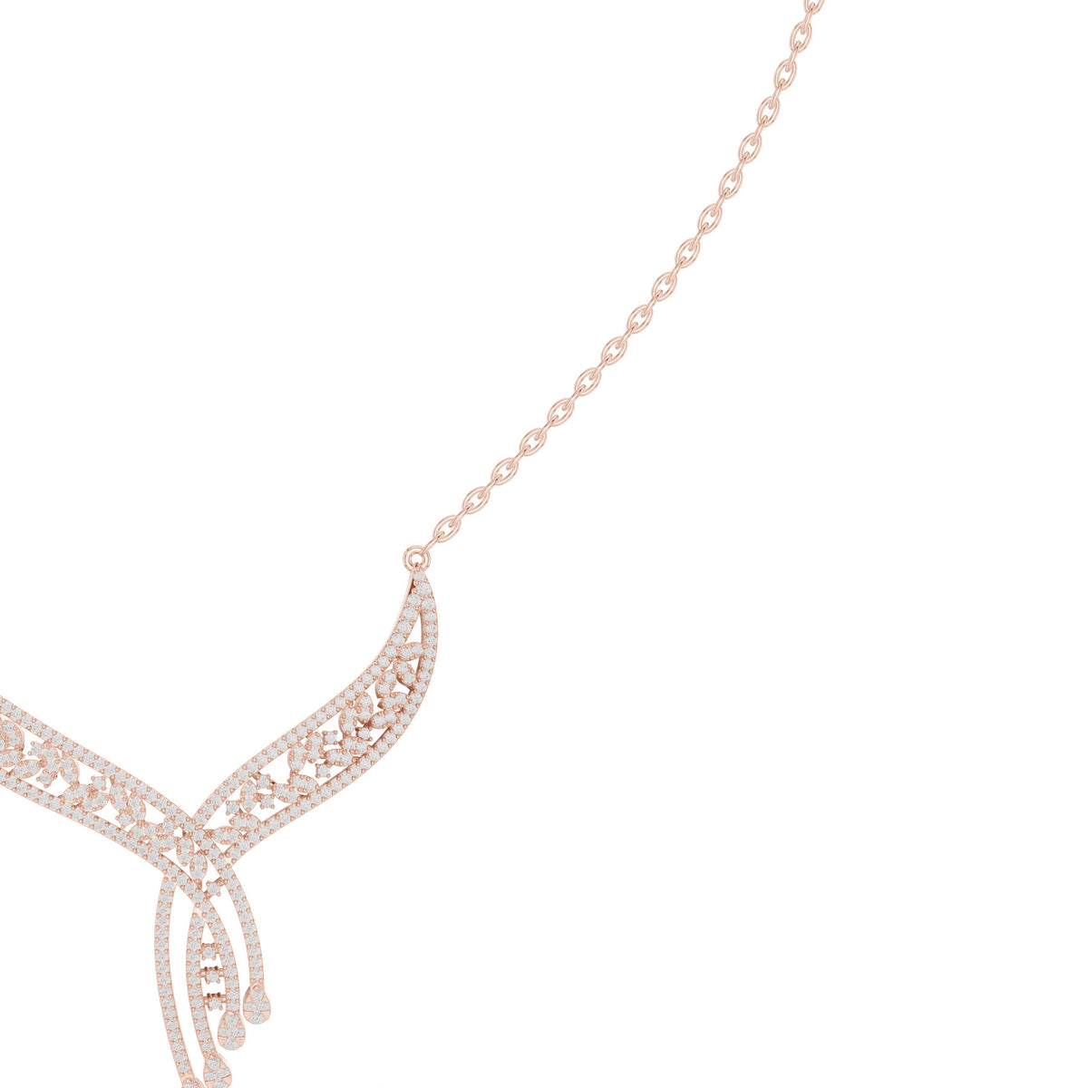عقد بموجة غير متماثلة من ألماس الباڤيه in Rose Gold - VYKA Diamonds