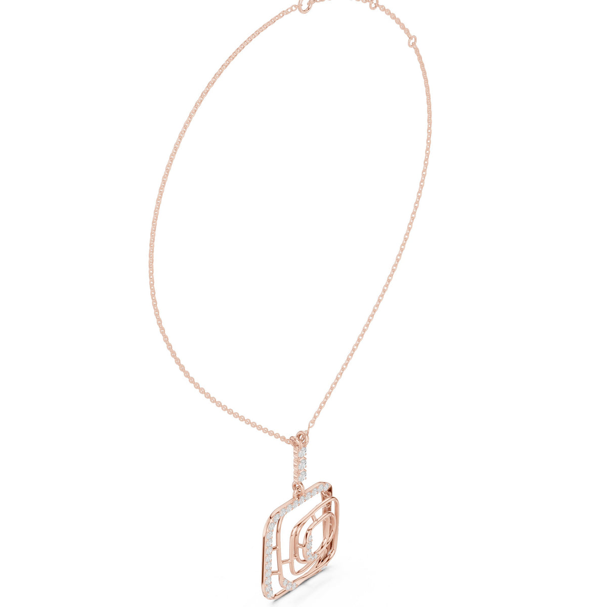 Geometric Openwork Pave Diamond Necklace