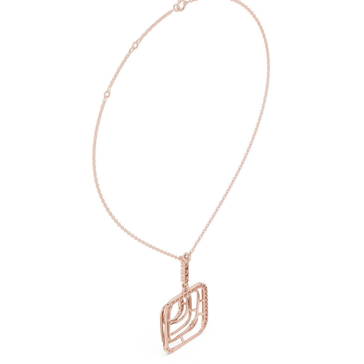 عقد مفرّغ هندسي بألماس باڤيه in Rose Gold - VYKA Diamonds