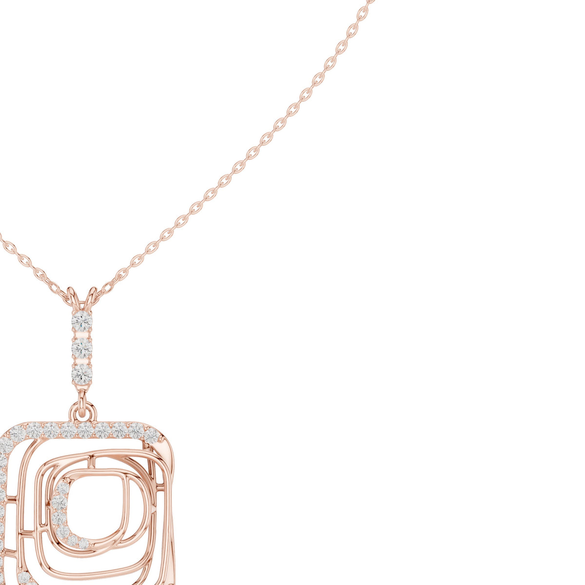 عقد مفرّغ هندسي بألماس باڤيه in Rose Gold - VYKA Diamonds