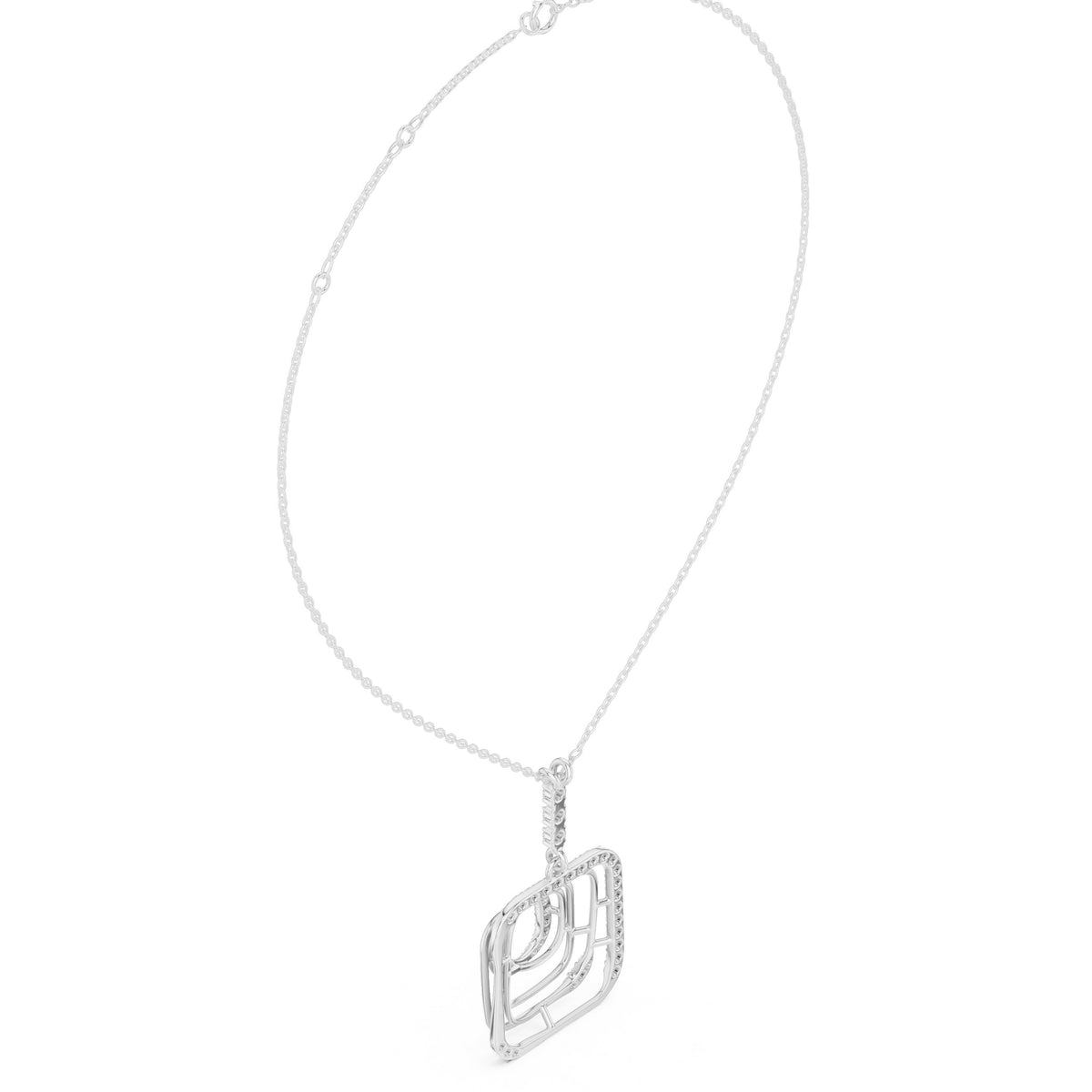 عقد مفرّغ هندسي بألماس باڤيه in White Gold - VYKA Diamonds