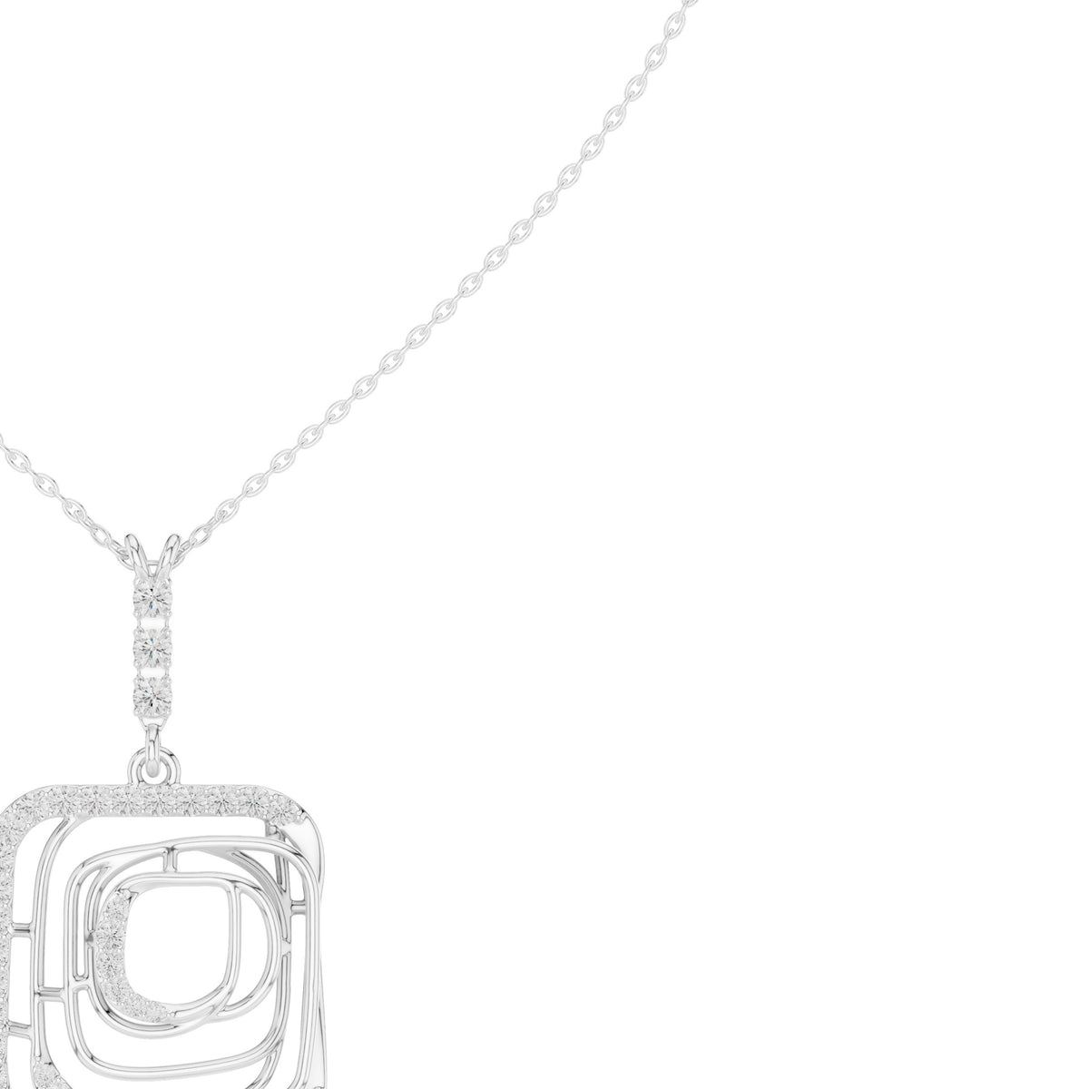 Geometric Openwork Pave Diamond Necklace