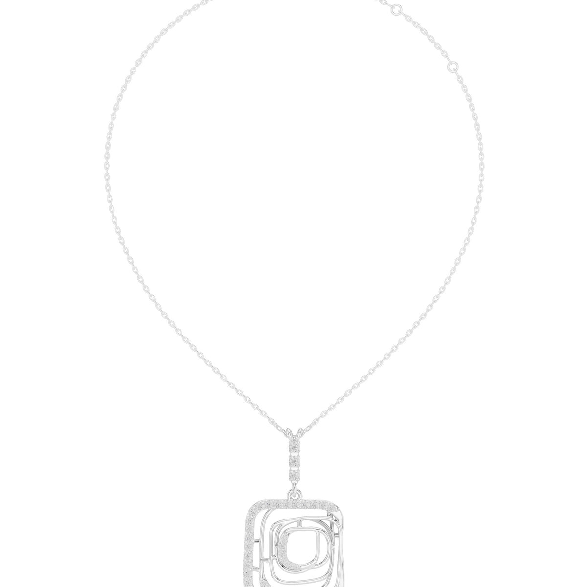 عقد مفرّغ هندسي بألماس باڤيه in White Gold - VYKA Diamonds