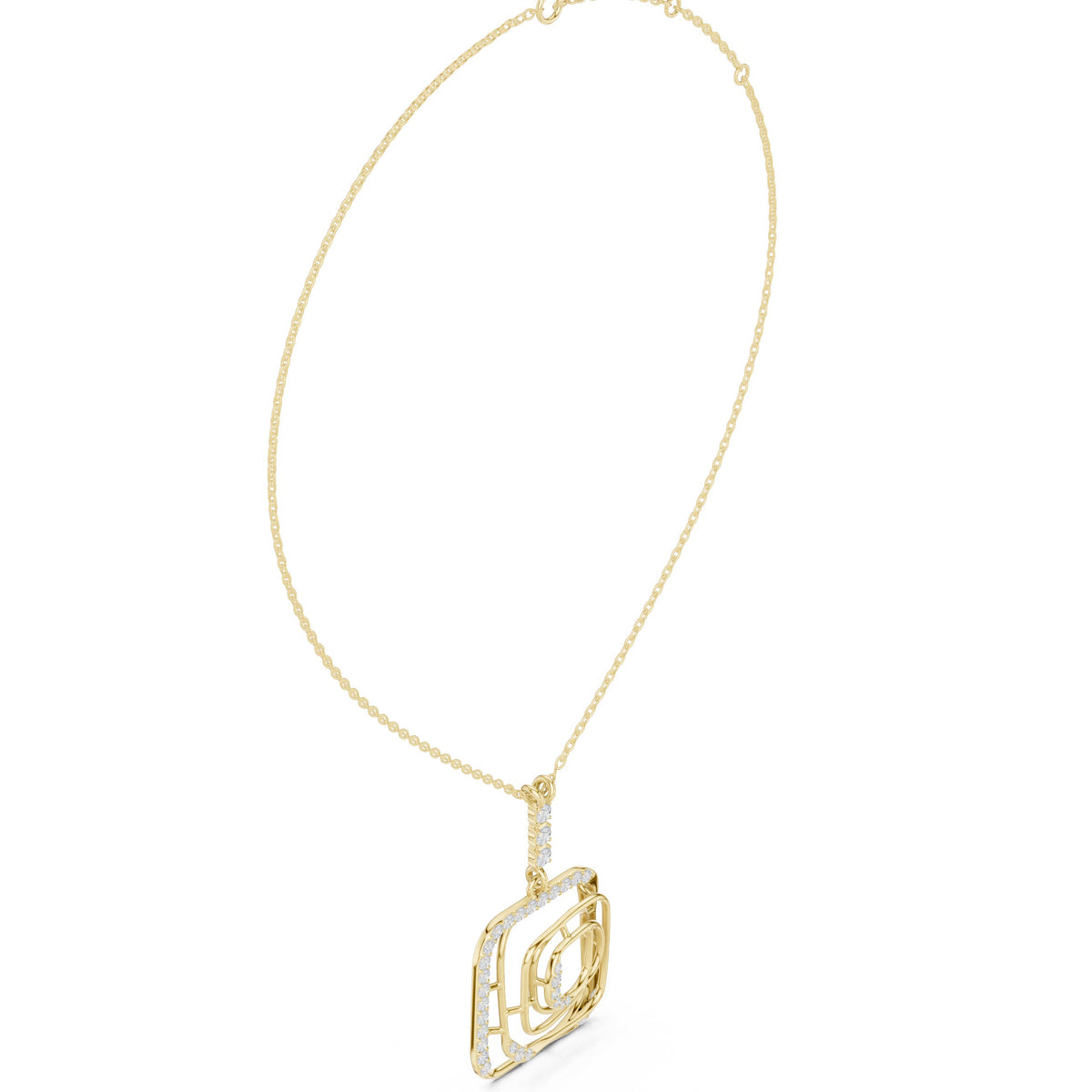 عقد مفرّغ هندسي بألماس باڤيه in Yellow Gold - VYKA Diamonds