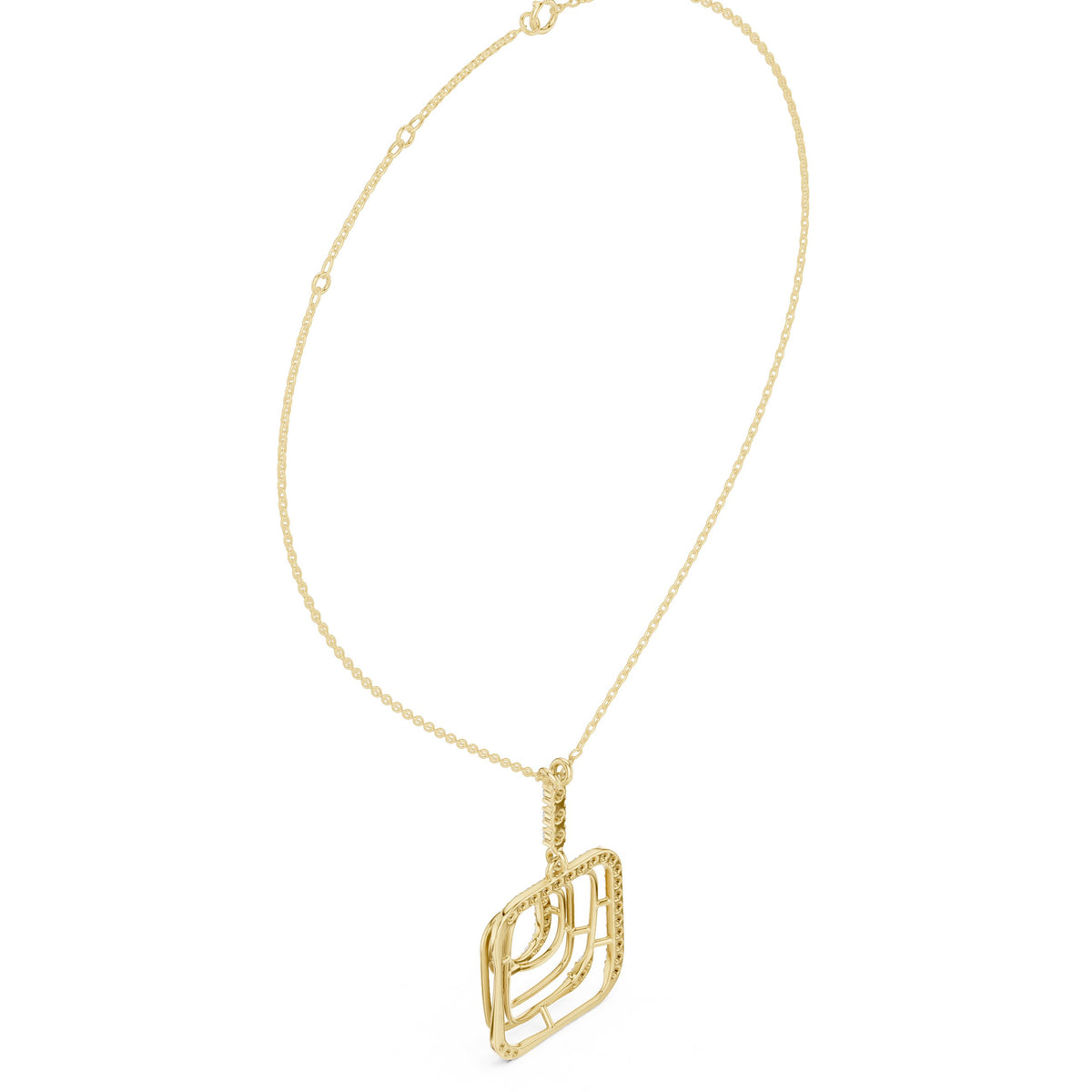 Geometric Openwork Pave Diamond Necklace