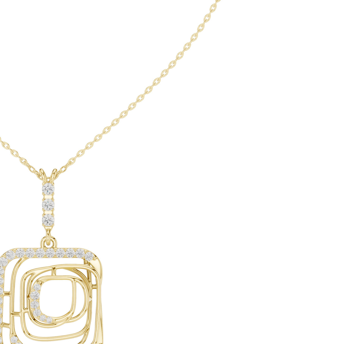 Geometric Openwork Pave Diamond Necklace