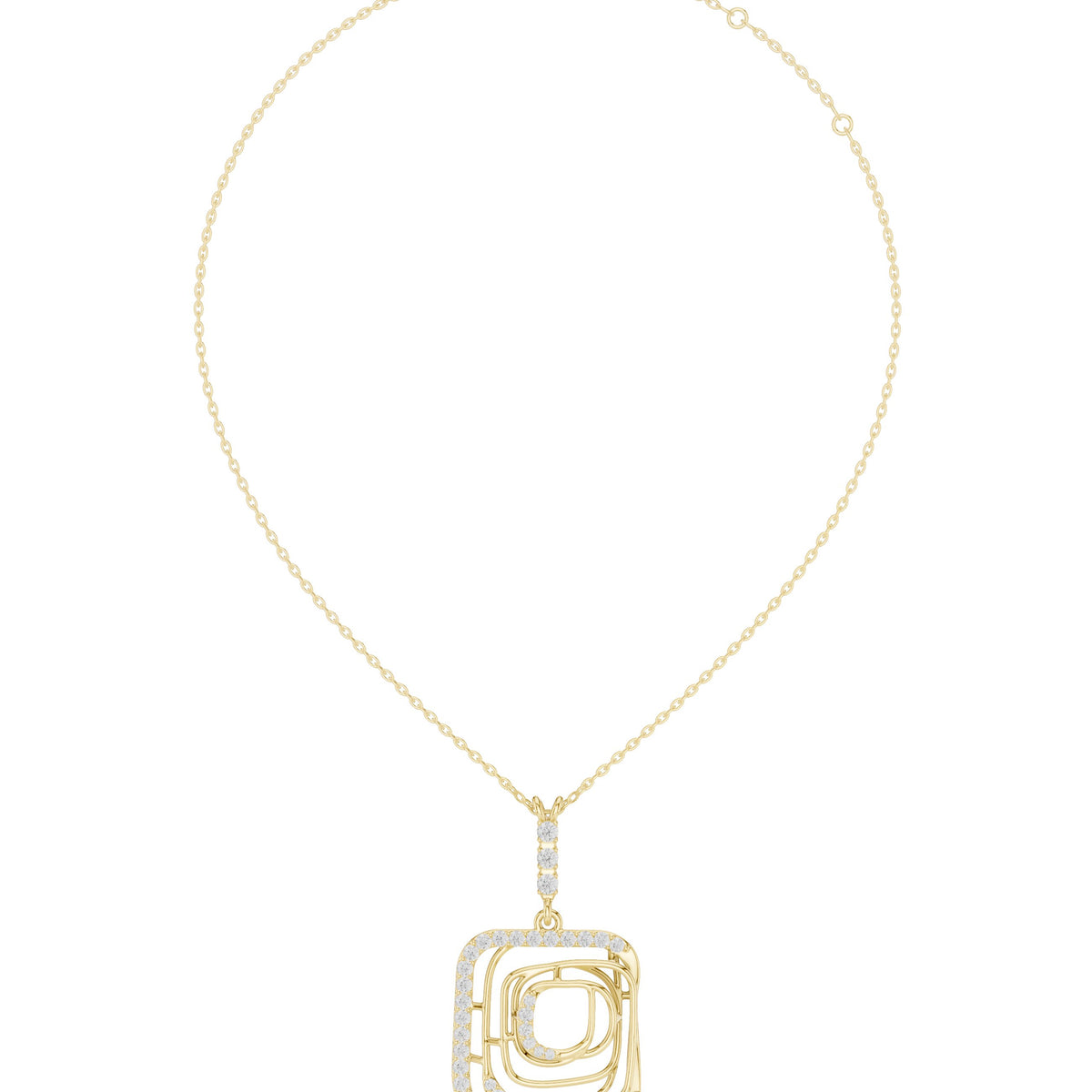 Geometric Openwork Pave Diamond Necklace