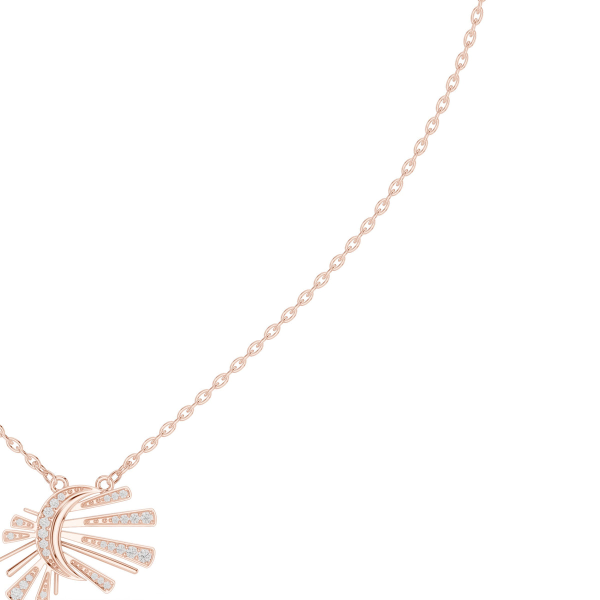 Crescent Moon Sunburst Diamond Necklace