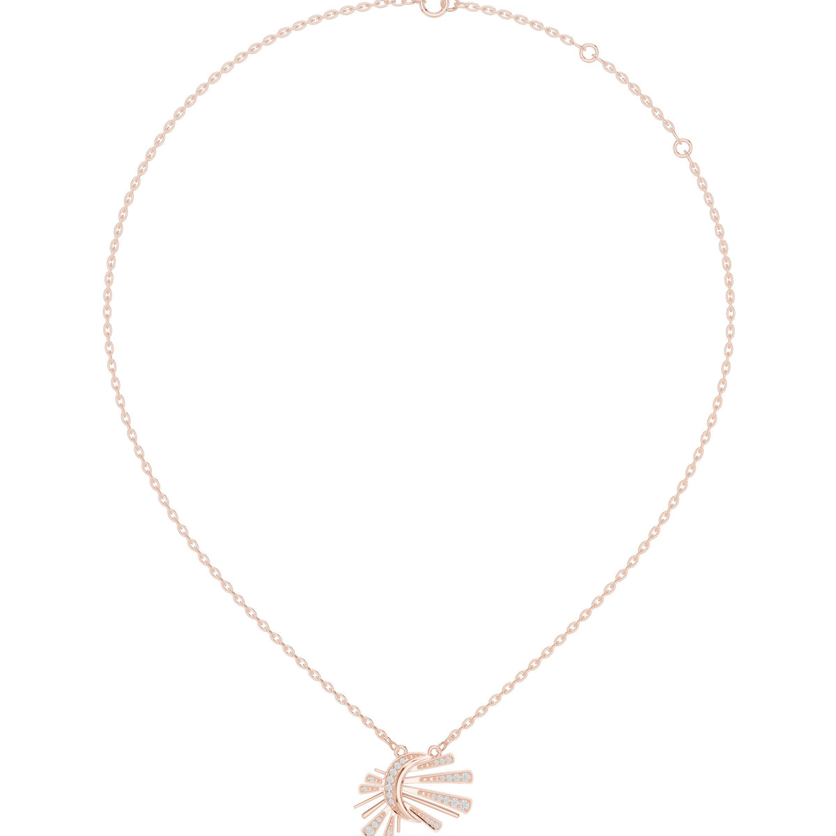 Crescent Moon Sunburst Diamond Necklace