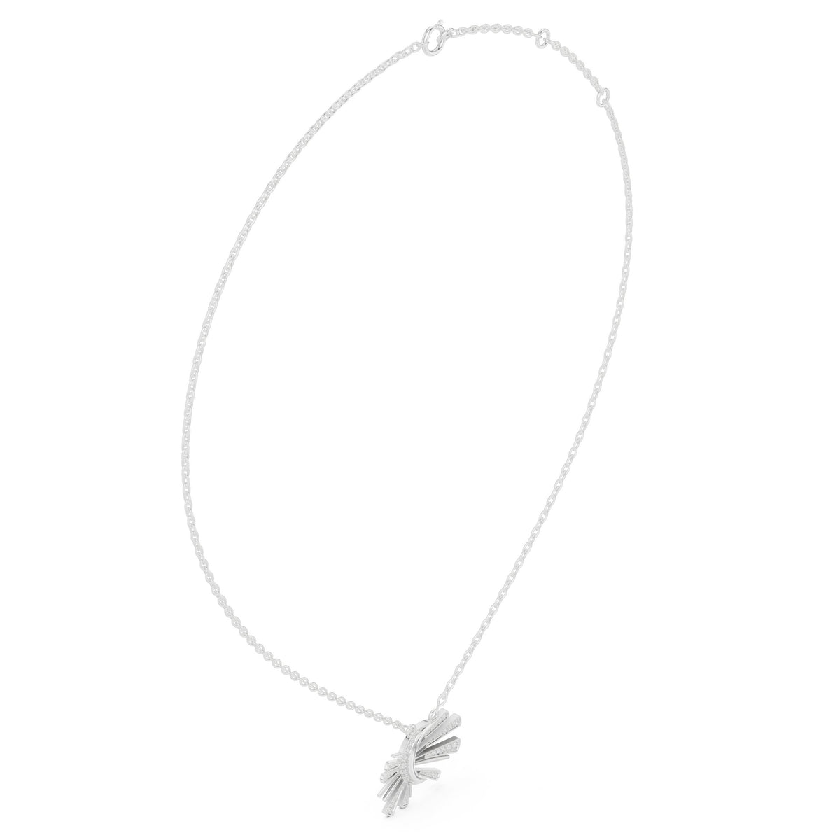 Crescent Moon Sunburst Diamond Necklace