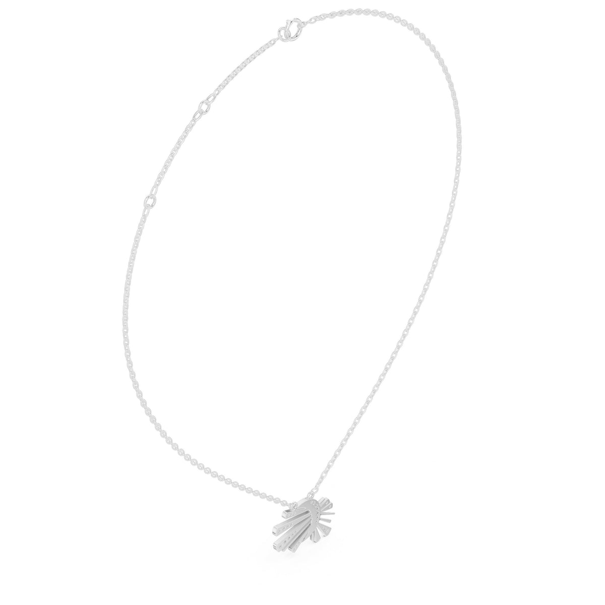 Crescent Moon Sunburst Diamond Necklace