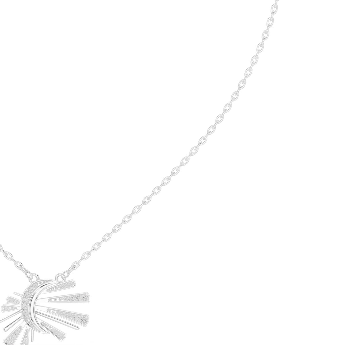 Crescent Moon Sunburst Diamond Necklace