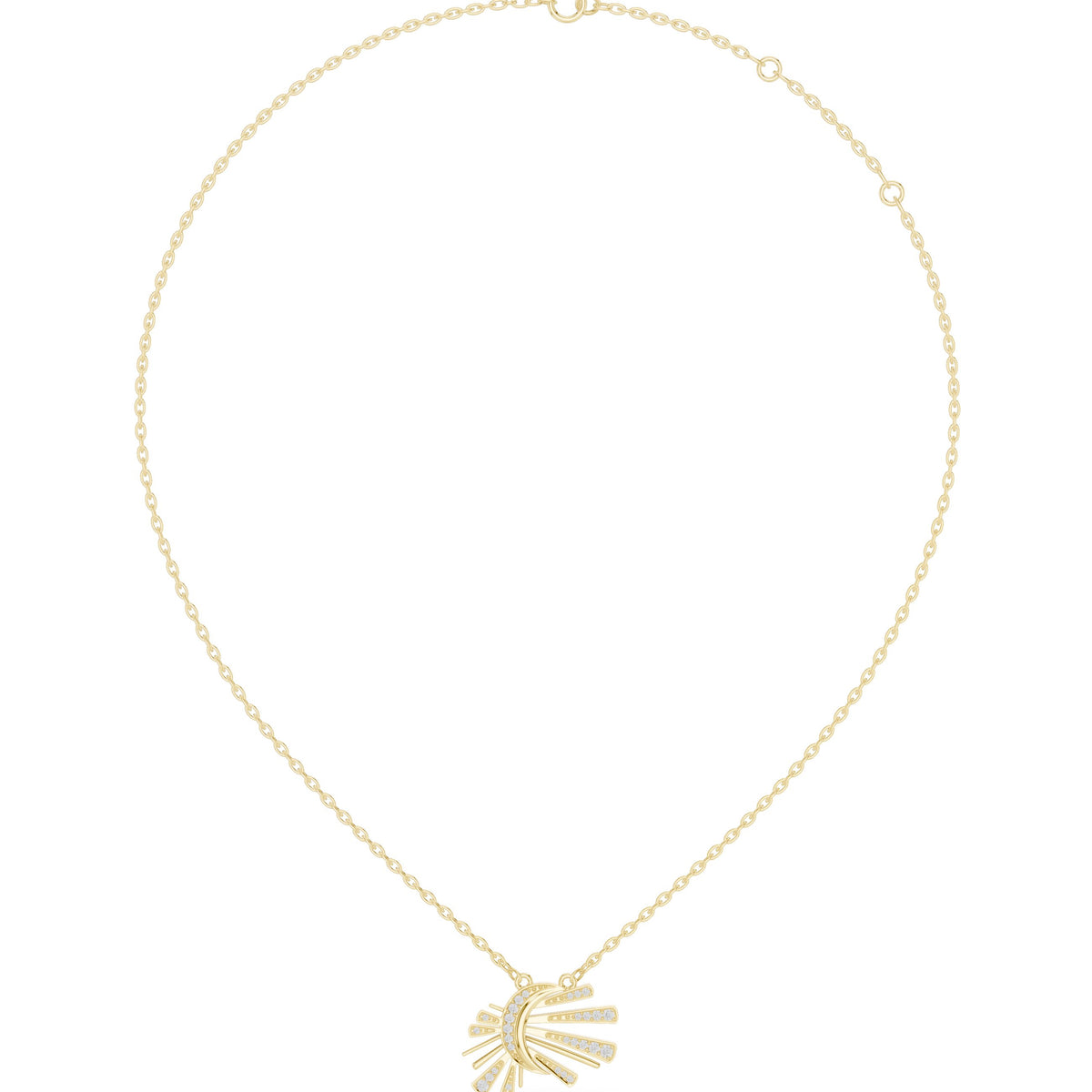 Crescent Moon Sunburst Diamond Necklace