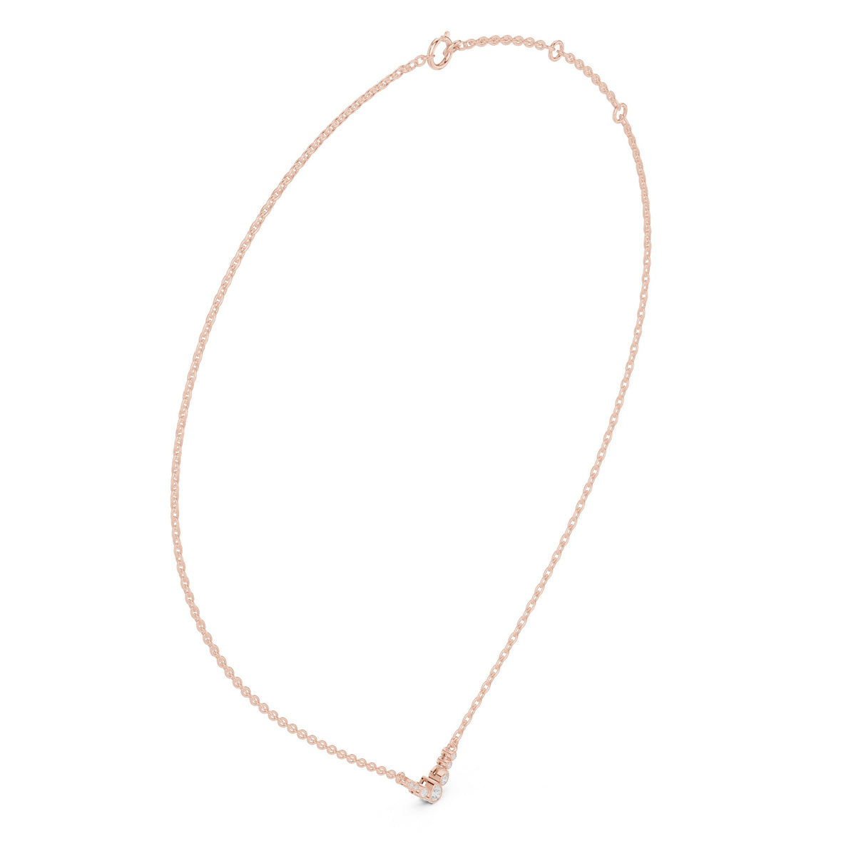 عقد صغير على شكل V بألماسة كمثرى بإطار محيط in Rose Gold - VYKA Diamonds