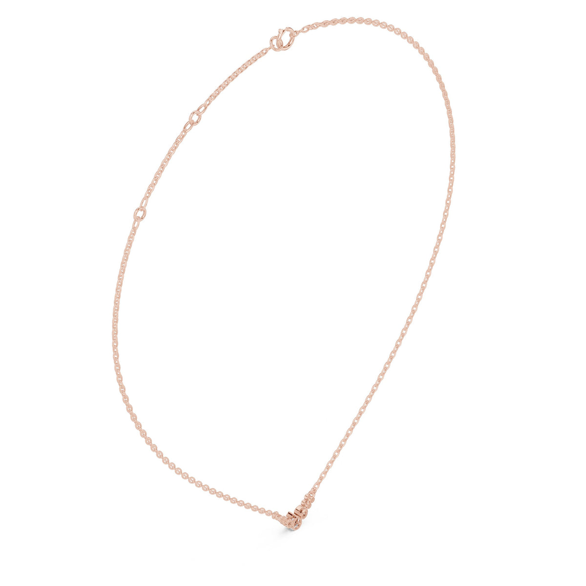 عقد صغير على شكل V بألماسة كمثرى بإطار محيط in Rose Gold - VYKA Diamonds