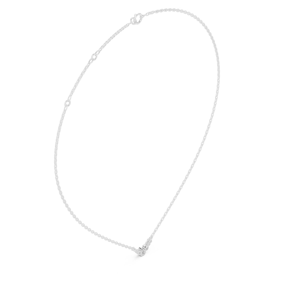 عقد صغير على شكل V بألماسة كمثرى بإطار محيط in White Gold - VYKA Diamonds