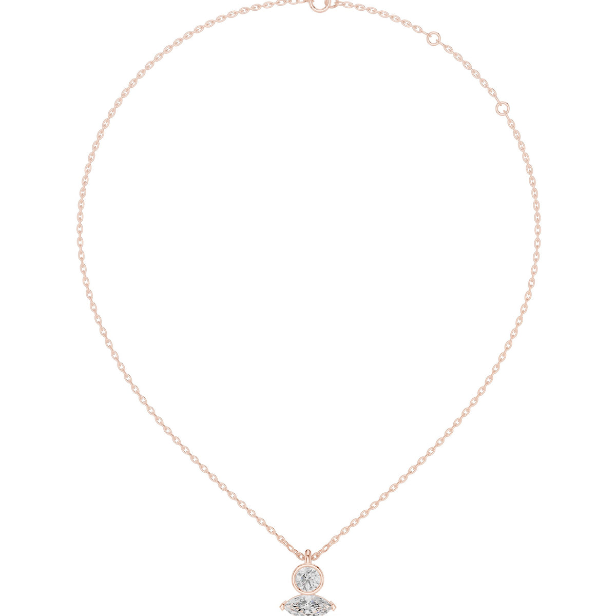 عقد توا إي موا بألماس مستدير وماركيز in Rose Gold - VYKA Diamonds