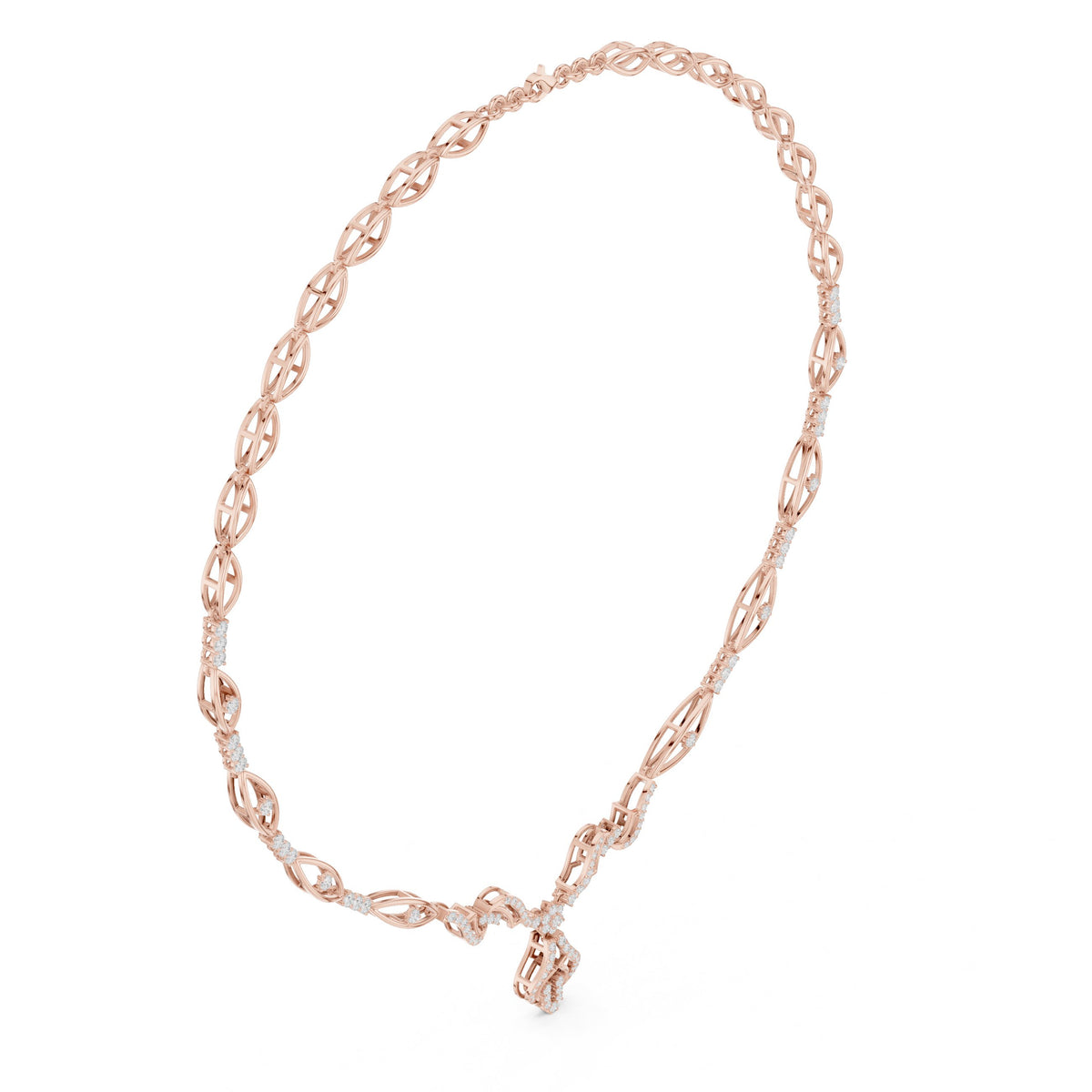عقد بحلقات إنفينيتي ملتفّة من الألماس in Rose Gold - VYKA Diamonds