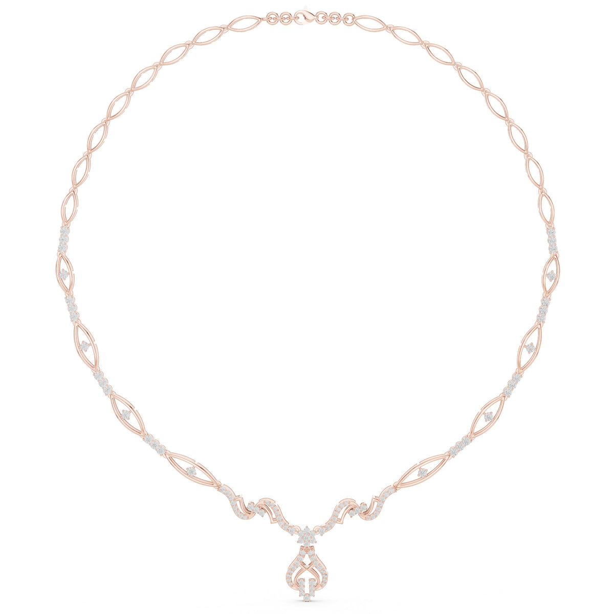 عقد بحلقات إنفينيتي ملتفّة من الألماس in Rose Gold - VYKA Diamonds